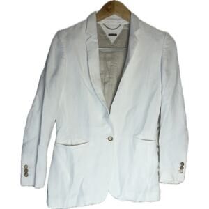 Massimo Dutti Blazer Womens Size 4 white Tailored Career Office‎ Stretch Jacket